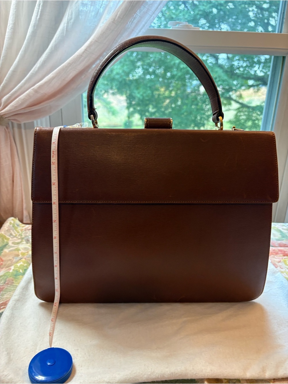Vintage Salvatore Ferragamo Brown Leather Structured Top-Handle Satchel